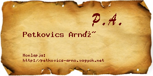 Petkovics Arnó névjegykártya